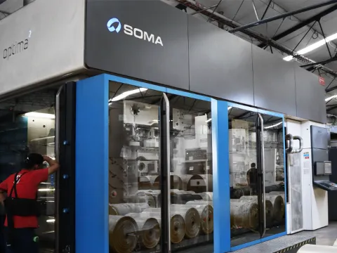 Flexographic press for shopping bags printing supplied by SOMA