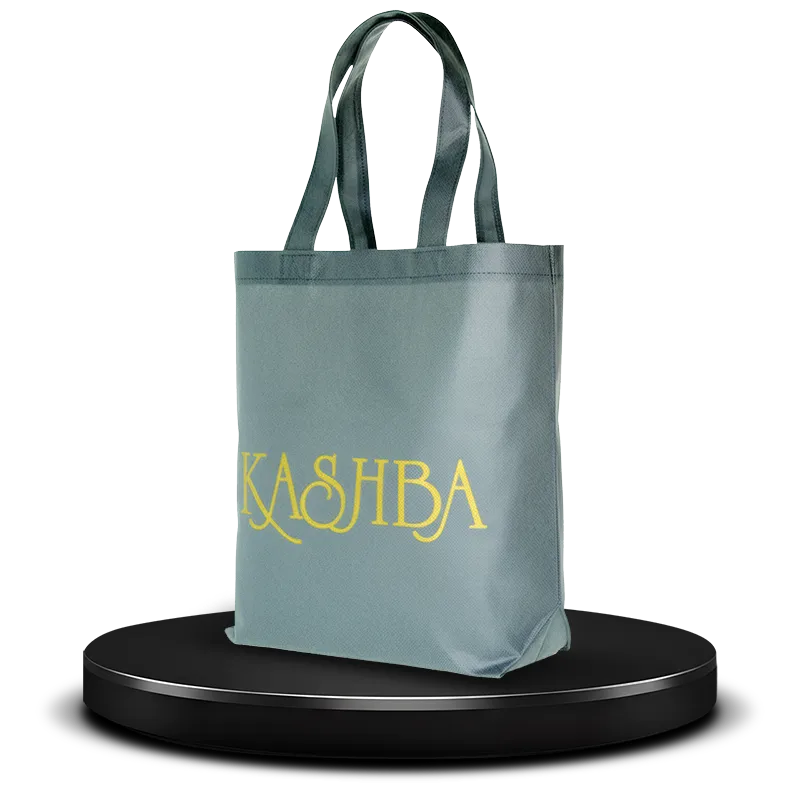 Medium size non-woven fabric shopping bag / tote with custom printed logo using goldedn color ink