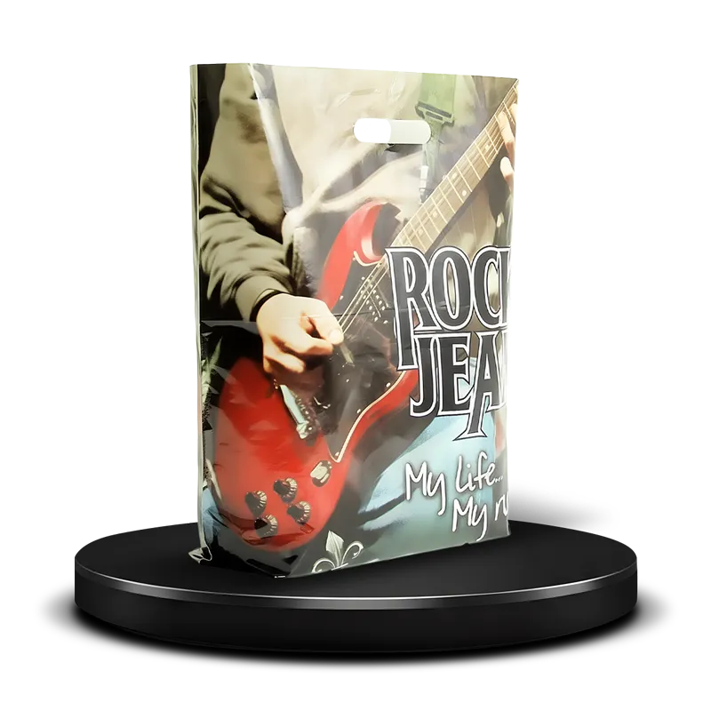 Medium size full color custom printed everyday use plastic / poly shopping bag